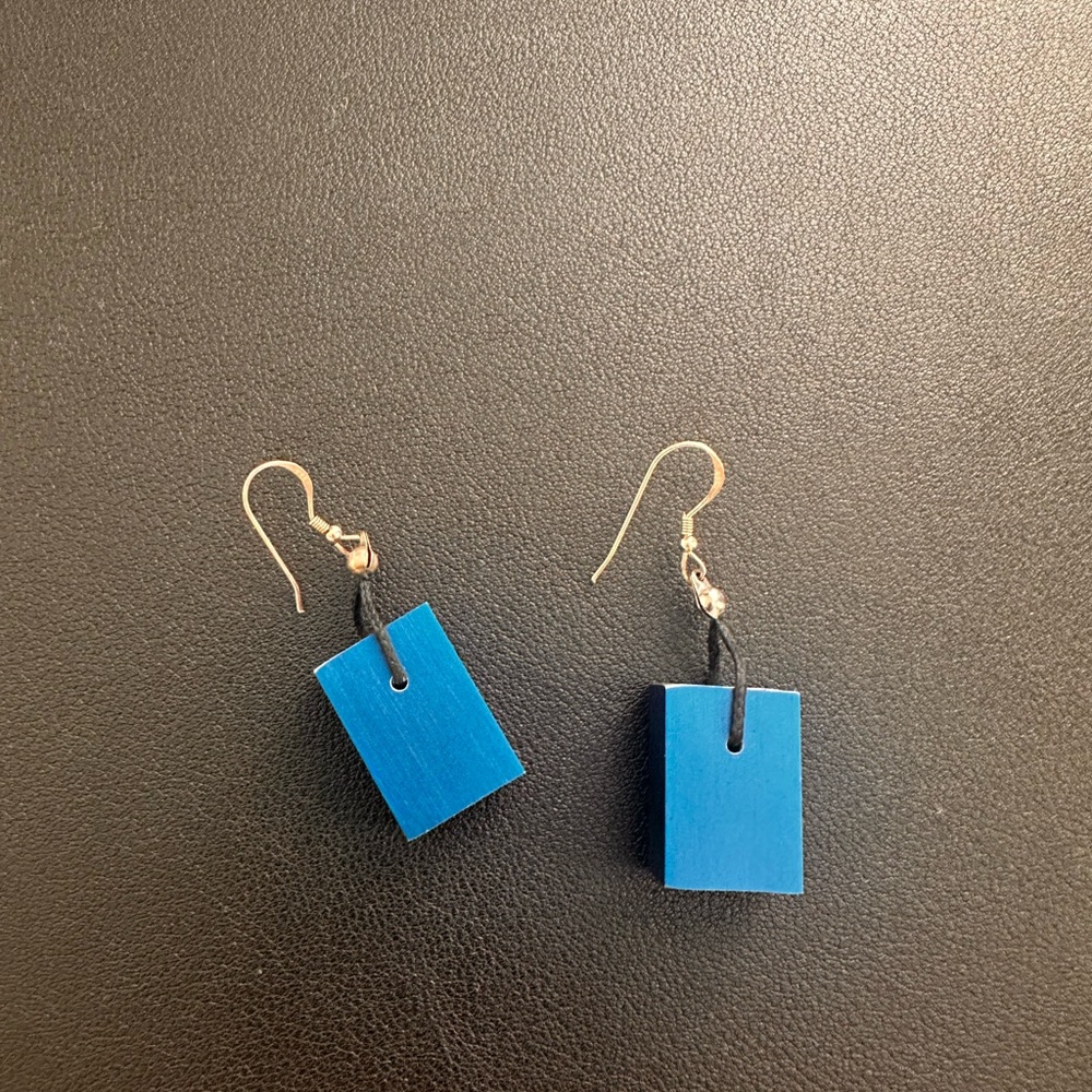 Blue Rectangular Earrings - image 1